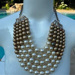 Claire Big Bead Multi Color Statement Necklace 5 Strands Claw Clasp